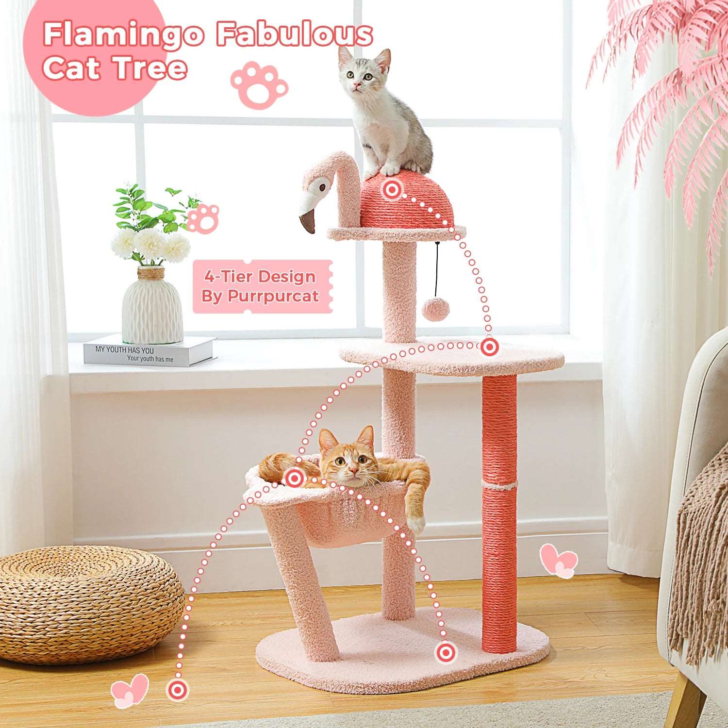 Pink Flamingo Cat Tower | Stylish &amp; Functional Cat Tree