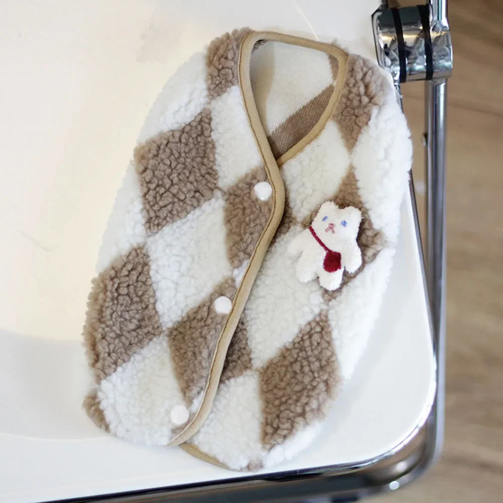 Fashionable Plaid Cat Coat | Fleece Winter Outfit