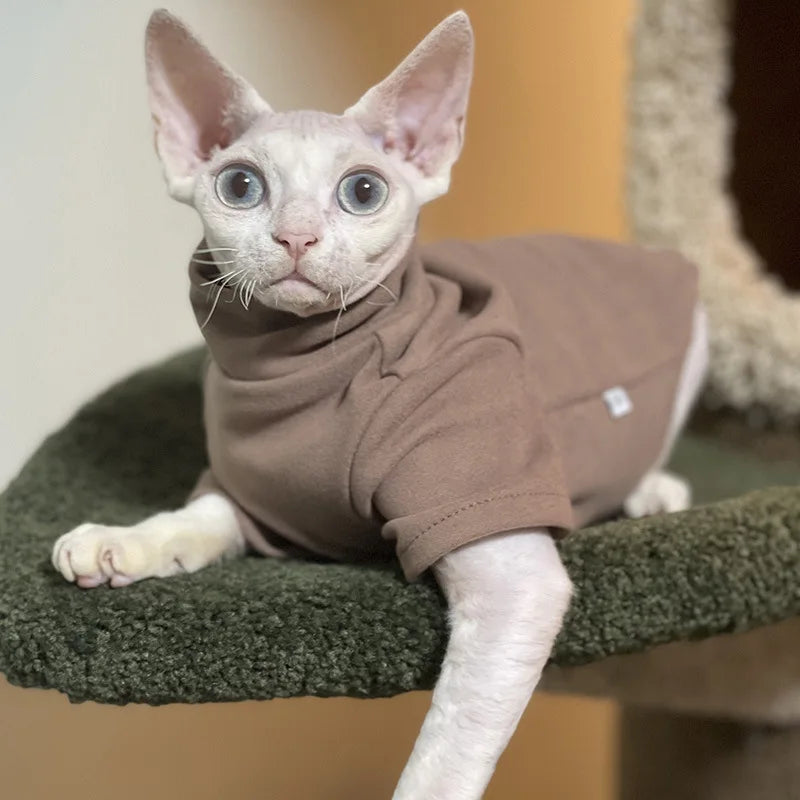Soft Cotton Clothes for Sphynx Cats | Fall & Winter Outfits