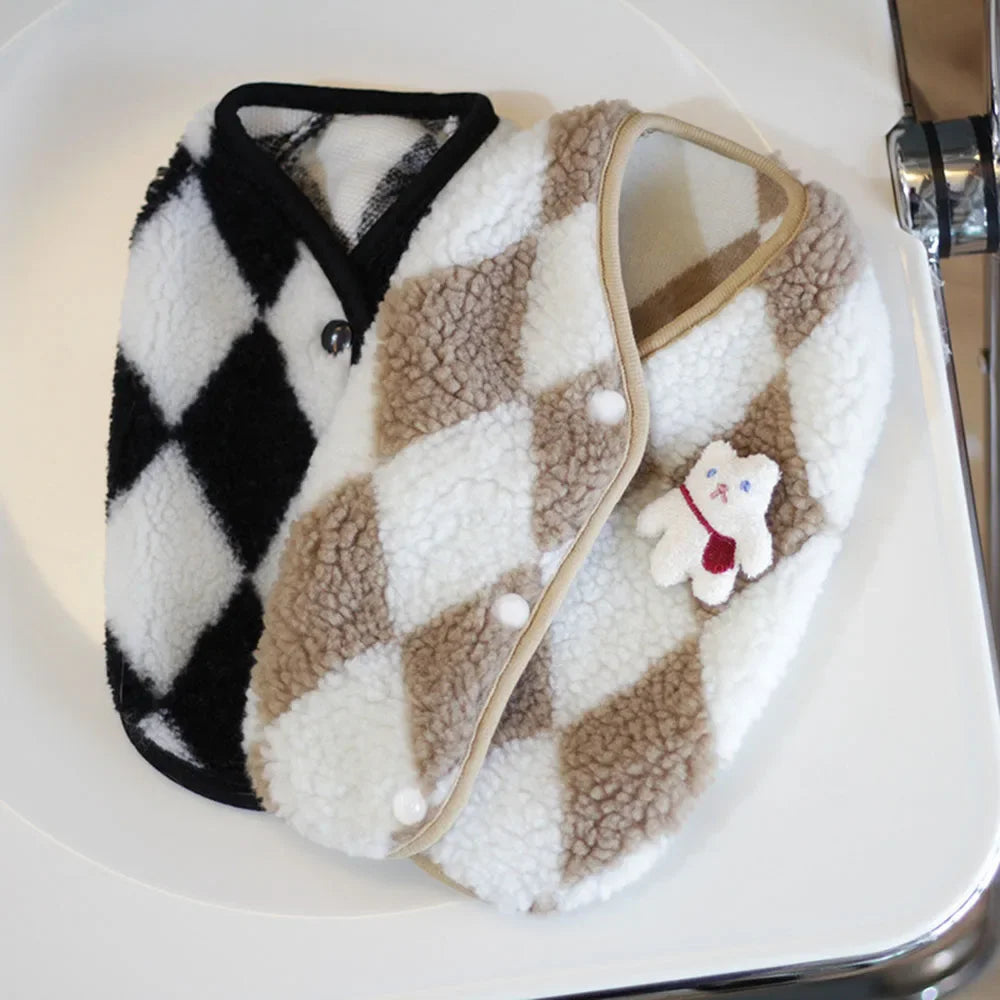 Fashionable Plaid Cat Coat | Fleece Winter Outfit