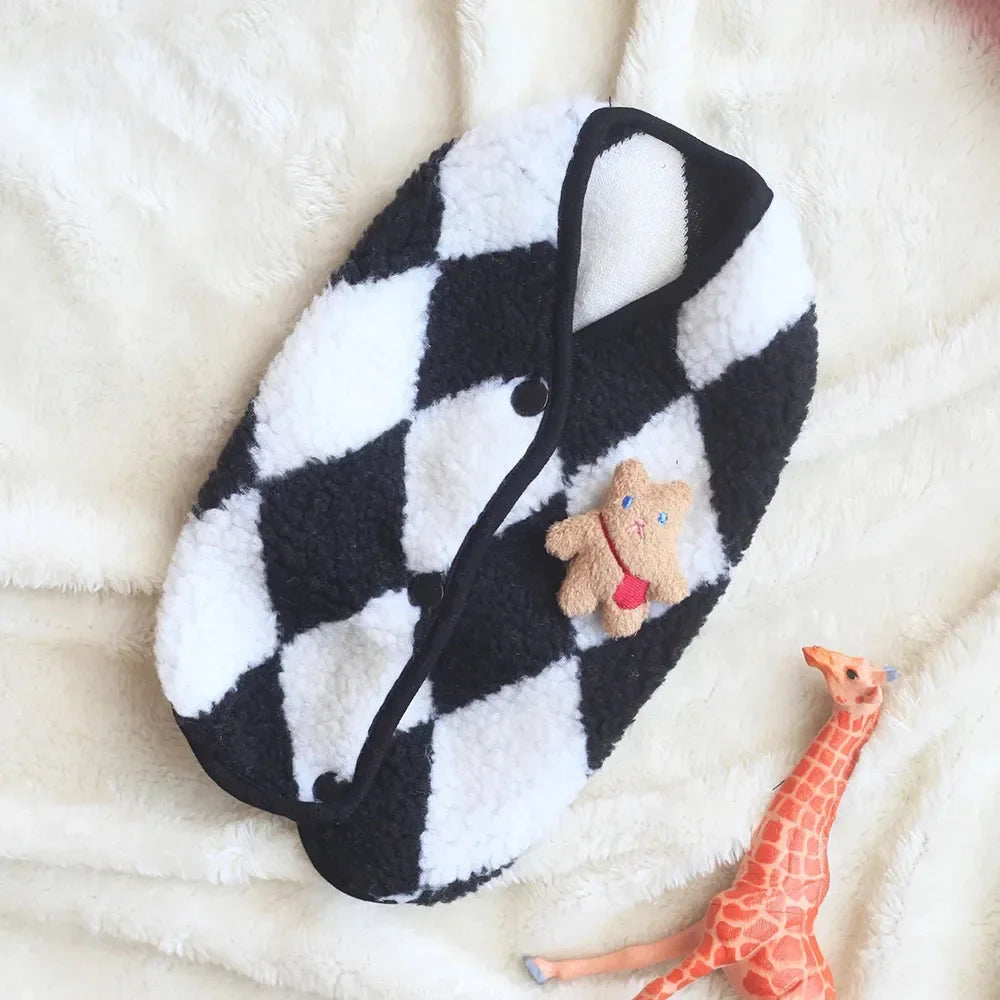 Fashionable Plaid Cat Coat | Fleece Winter Outfit