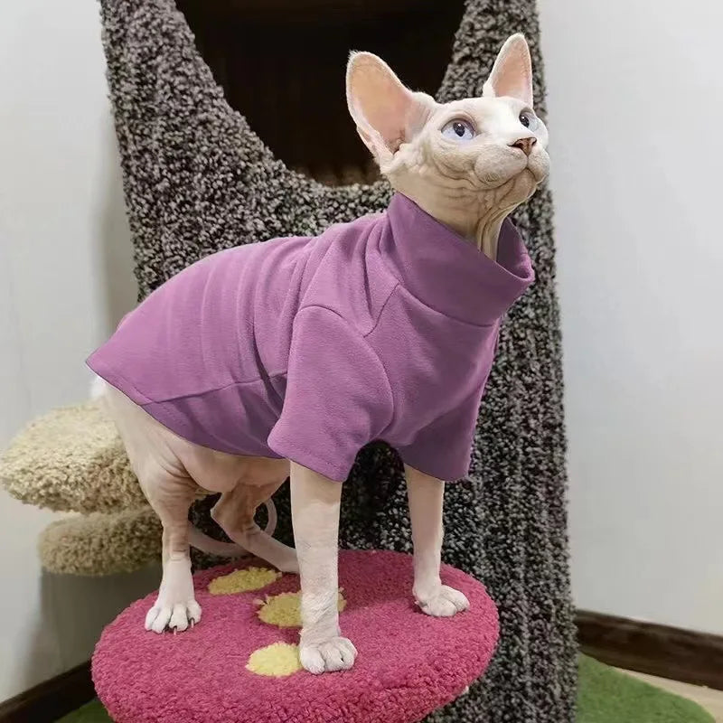 Soft Cotton Clothes for Sphynx Cats | Fall & Winter Outfits